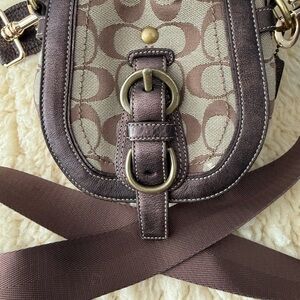 Coach Brown and Cream Crossbody Bag with After Market Strap